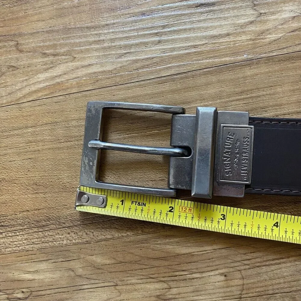 LEVI’S Signature Men’s 40 Reversible Casual Belt Black Dark Brown Bonded Leather